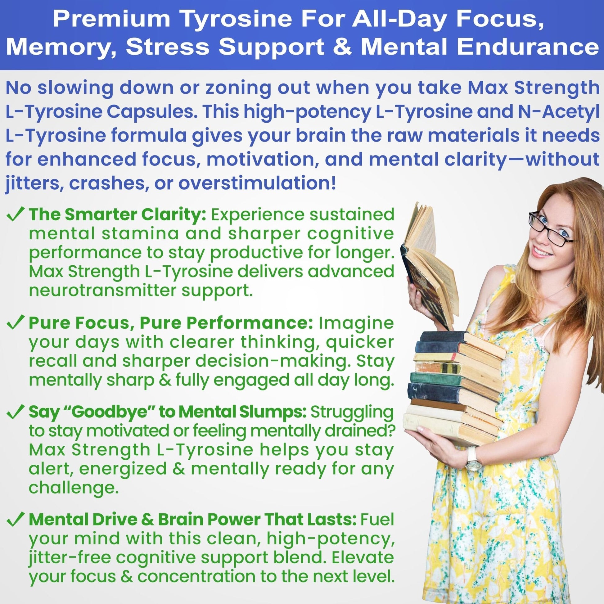 Max Strength L Tyrosine Supplement & N Acetyl L Tyrosine Peak Focus, Alertness, Concentration, Body & Mind Energy. L-Tyrosine 850mg Per 1 Capsule. A Well-Being Nutrient Boost For Performance - Maple Wellness Supplements