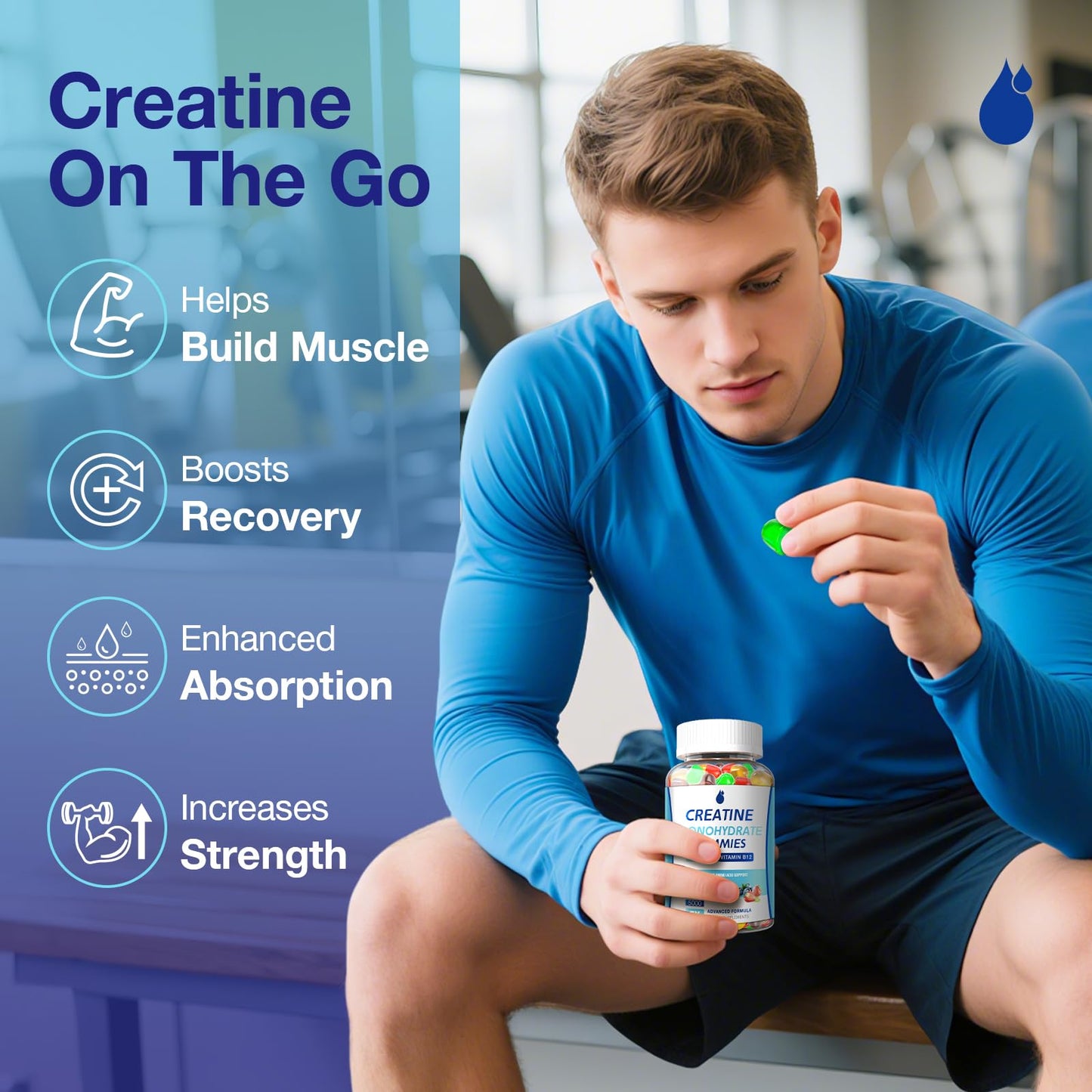 MaxHemp Creatine Gummies for Men & Women - Creatine Monohydrate Gummies 5g, Muscle Builder, Energy Boost & Pre-Workout Supplement, - Maple Wellness Supplements