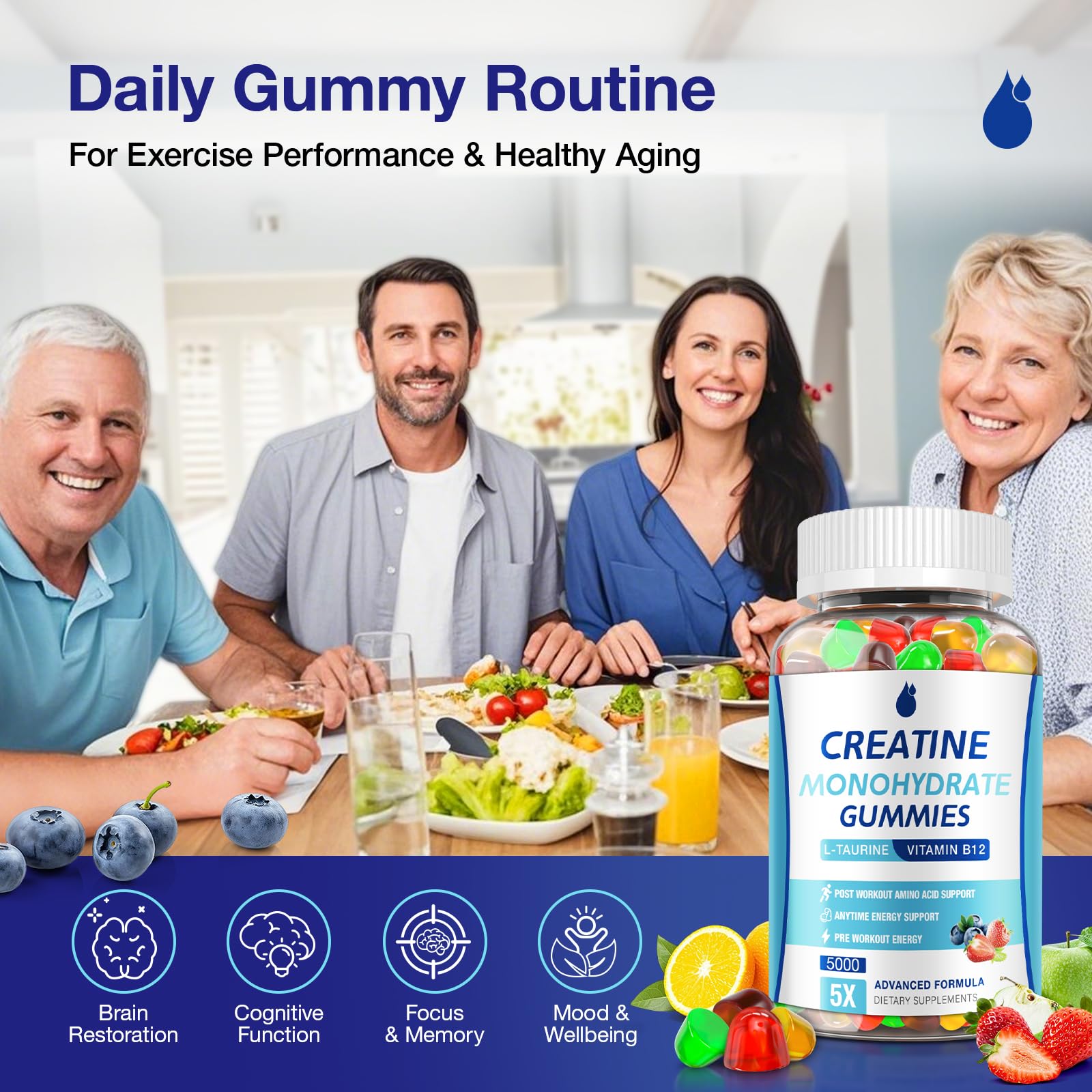 MaxHemp Creatine Gummies for Men & Women - Creatine Monohydrate Gummies 5g, Muscle Builder, Energy Boost & Pre-Workout Supplement, - Maple Wellness Supplements