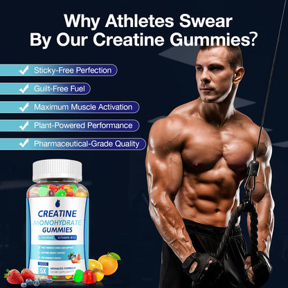 MaxHemp Creatine Gummies for Men & Women - Creatine Monohydrate Gummies 5g, Muscle Builder, Energy Boost & Pre-Workout Supplement, - Maple Wellness Supplements