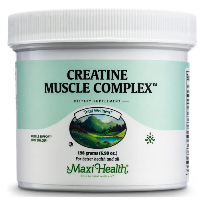 Maxi Health Creatine Monohydrate Powder – Pure Creatine Powder with L-Taurine & Ribose for Energy, Strength, & Muscle Gain – Vegan & Kosher – 30 Servings - Maple Wellness Supplements