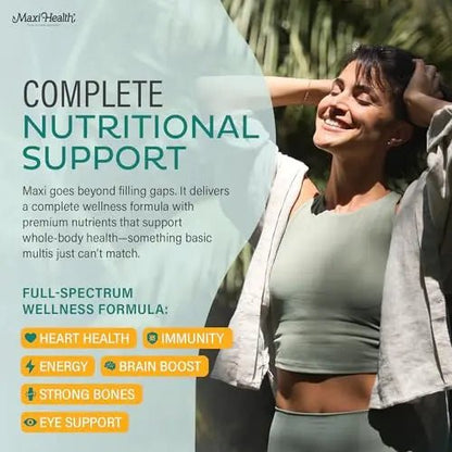 Maxi Health Multivitamin – Easy to Swallow Multi Vitamin Capsules with 30 Nutrients, Iron & Probiotics – Kosher Daily Multivitamins Small Capsules - Maple Wellness Supplements