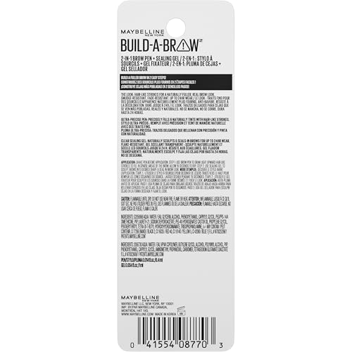 Maybelline Build-A-Brow 2-in-1 Brow Pen and Sealing Eyebrow Gel, Eyebrow Makeup for Real-Looking, Fuller Brows, Black Brown, 1 Count - Maple Wellness Supplements