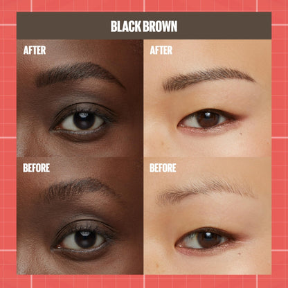 Maybelline Build-A-Brow 2-in-1 Brow Pen and Sealing Eyebrow Gel, Eyebrow Makeup for Real-Looking, Fuller Brows, Black Brown, 1 Count - Maple Wellness Supplements