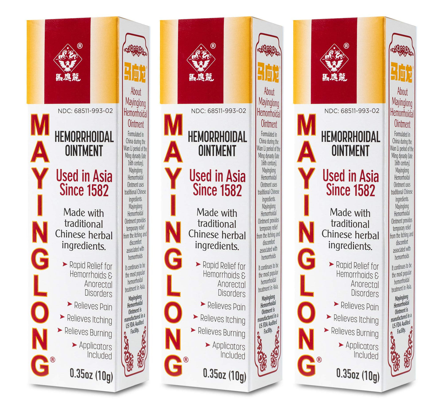Mayinglong Musk Hemorrhoidal Ointment, Helps Relieve Itching, Burning, or Discomfort Fast (3 Pack) - Maple Wellness Supplements