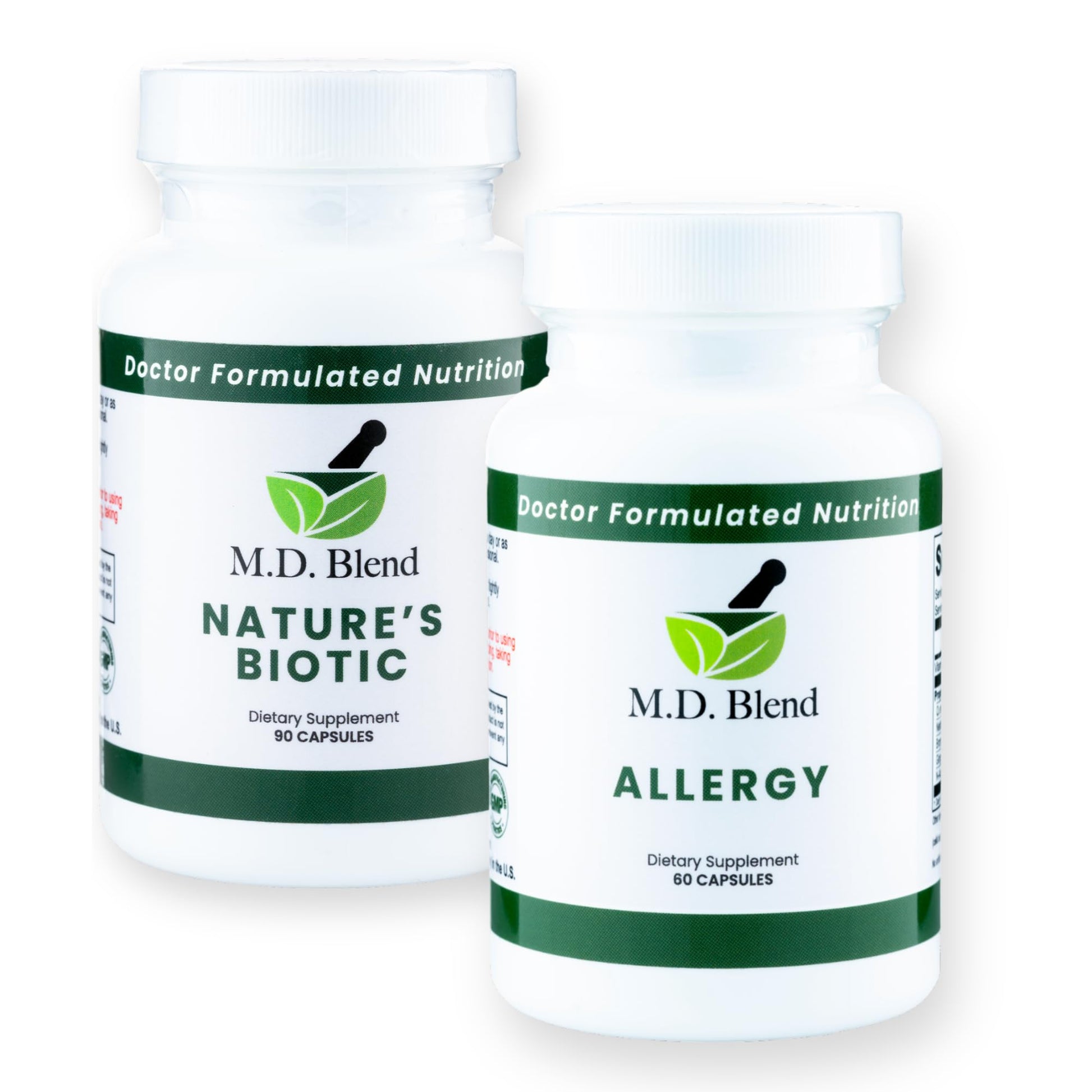 M.D. Blend Nature’s Biotic & Allergy Expert Bundle for Immune Support, Seasonal Allergy Relief, Respiratory Wellness, Quercetin and Bromelain, NAC Nettle Root Vitamins & Minerals Plant-Based Capsules - Maple Wellness Supplements