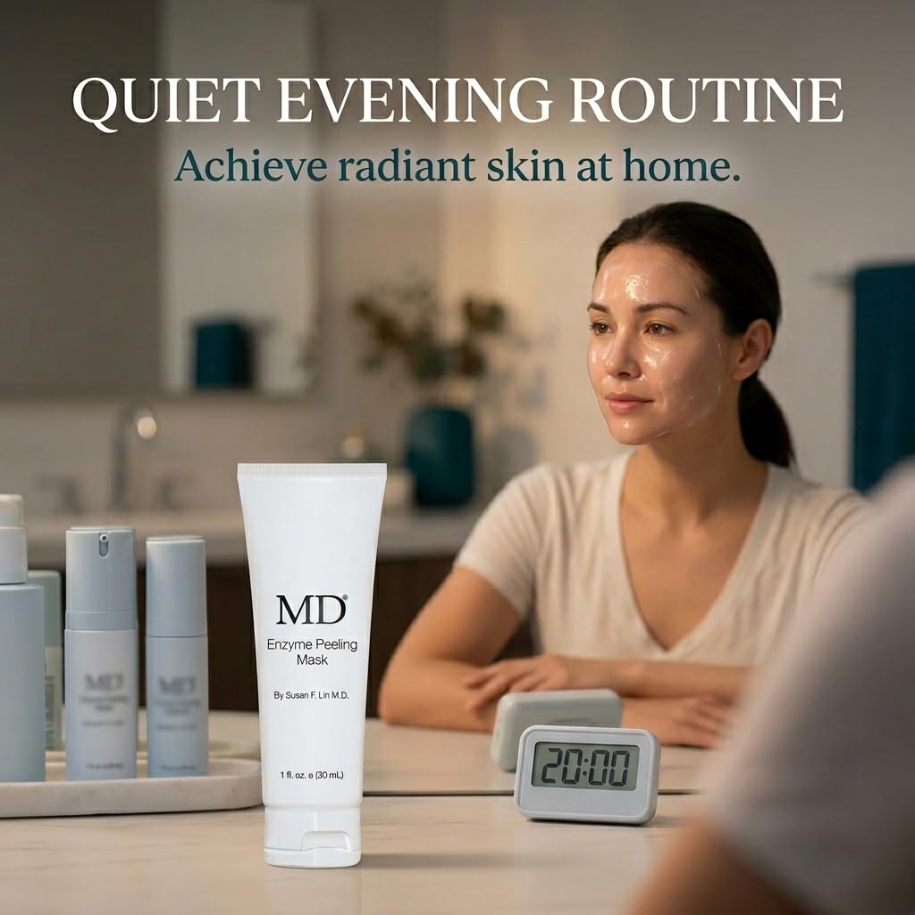 MD Enzyme Peeling Mask for Sensitive Skin - Gentle Exfoliating Gel with Papaya & Pineapple Enzymes - Professional Brightening Peel-Off Mask for Clear Pores and Smooth Texture - 30mL - Maple Wellness Supplements