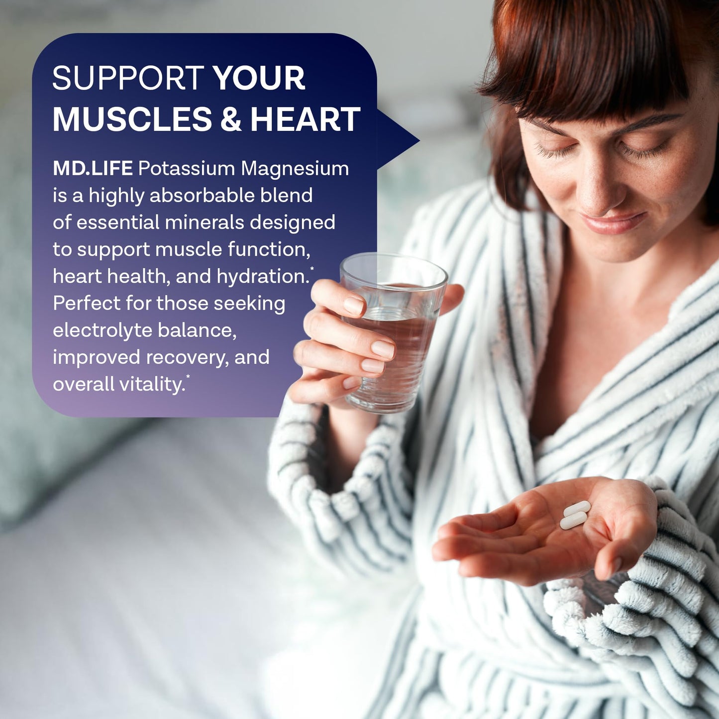 MD. Life Potassium Magnesium Supplement - 90 Capsules - Magnesium Potassium Supplement - High Absorption Complex - Maple Wellness Supplements