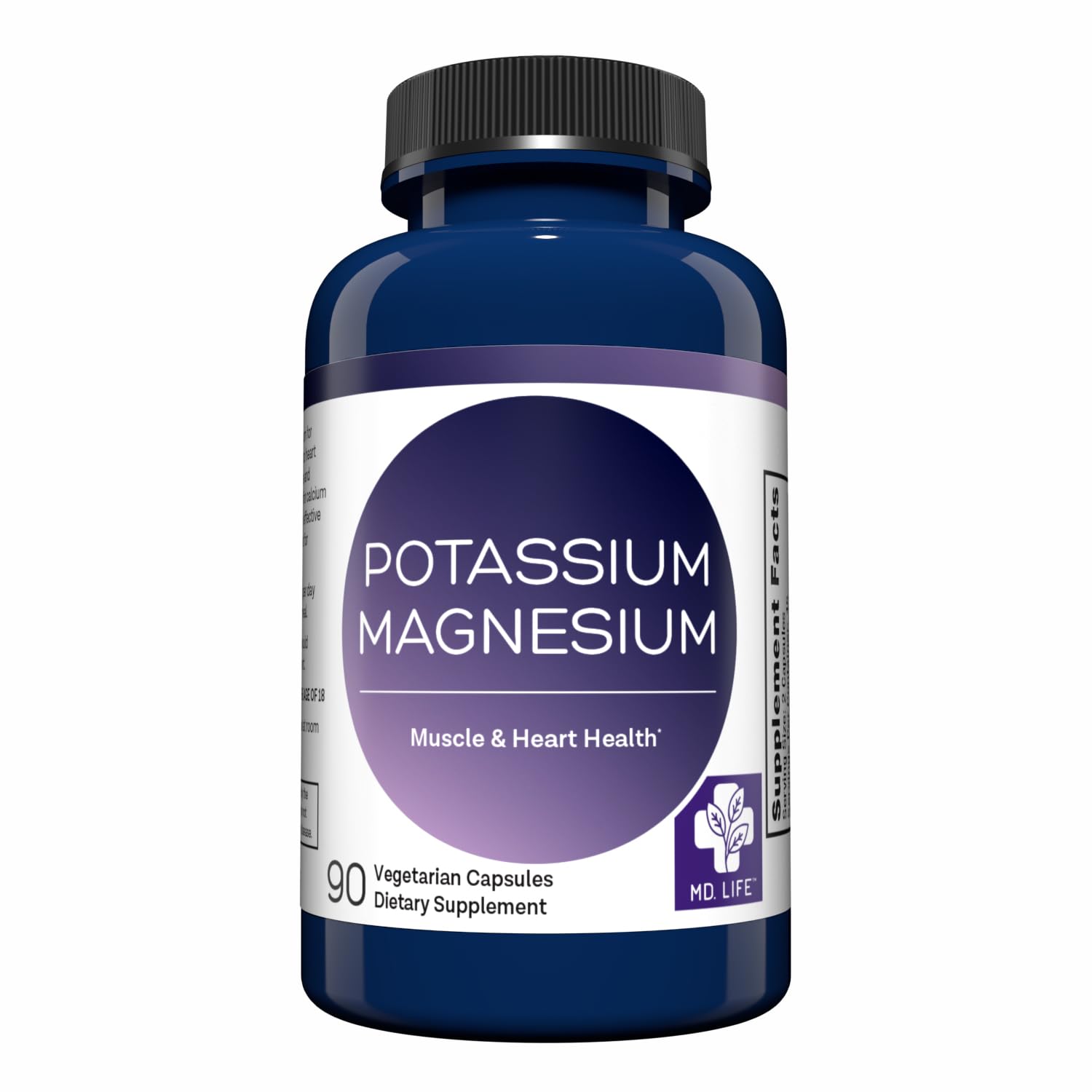 MD. Life Potassium Magnesium Supplement - 90 Capsules - Magnesium Potassium Supplement - High Absorption Complex - Maple Wellness Supplements