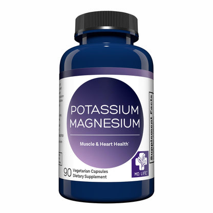 MD. Life Potassium Magnesium Supplement - 90 Capsules - Magnesium Potassium Supplement - High Absorption Complex - Maple Wellness Supplements