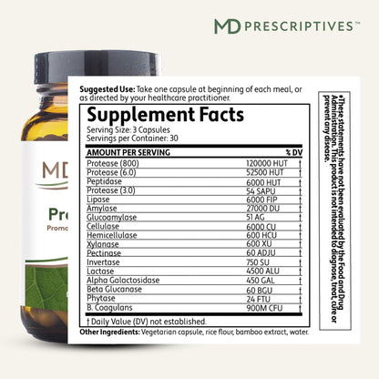 MD Prescriptives - ProbioZyme - Vegetarian Digestive Enzymes - Supplement for Digestive & Gut Health - 90 Capsules - Maple Wellness Supplements