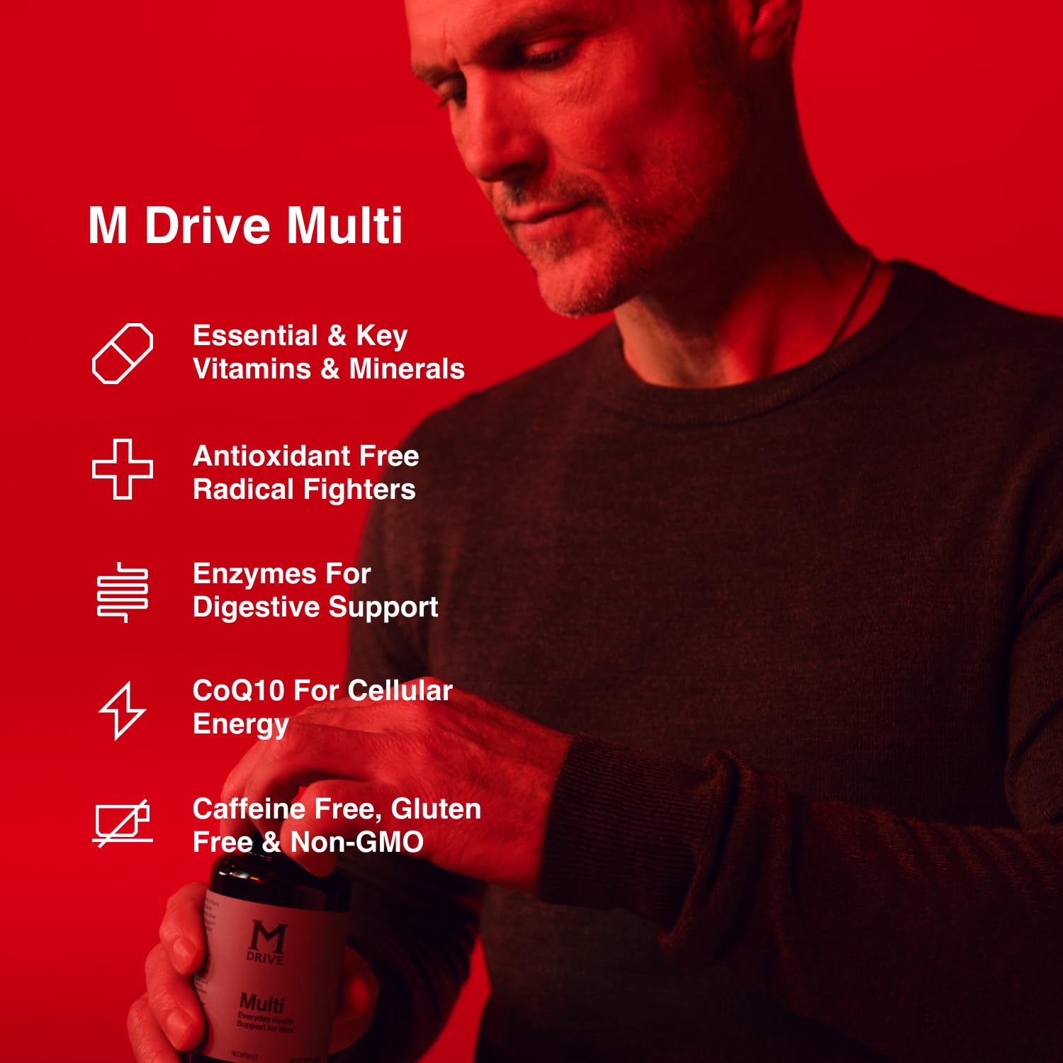 Mdrive Elite Multi - Natural Energy, Strength, Stress Relief, Lean Muscle, Immune Health Support from Zinc, Selenium, Manganese & Vitamin D, Enzymes for Digestive Support - Maple Wellness Supplements