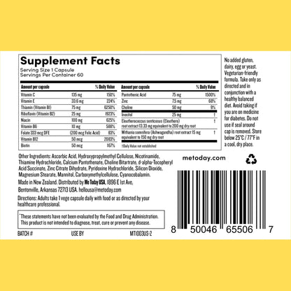 me today Energise Supplement Super B Vitamin B Complex for Men & Women - B6, B12 with Vitamin C, Zinc, Ashwagandha and Siberian Ginseng - Maple Wellness Supplements