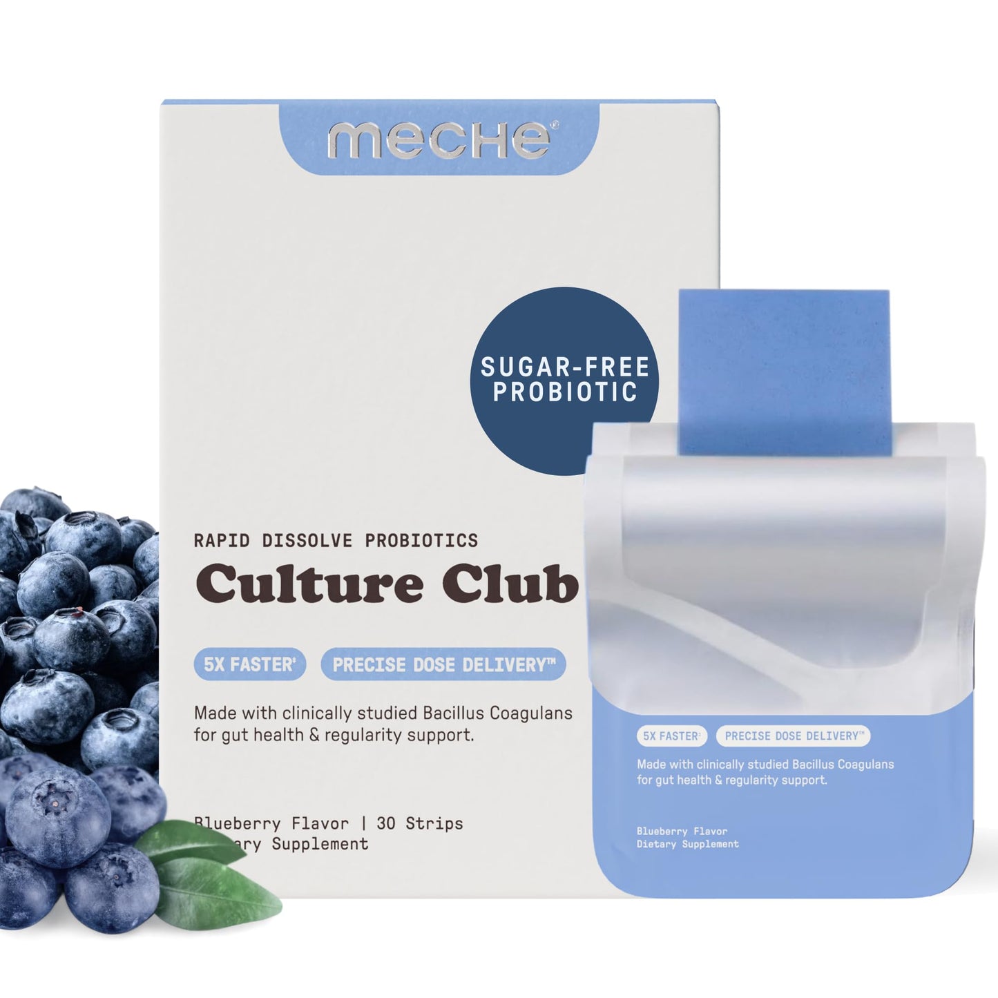 Meche Culture Club Probiotics for Digestive Health and Regularity - 5 Billion CFUs, Probiotics for Women and Men - Gut Health Supplements - Dissolve Strips - Maple Wellness Supplements