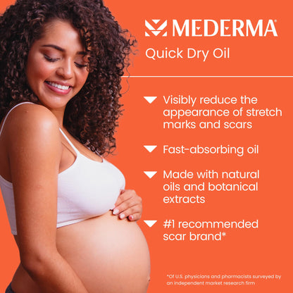 Mederma Quick Dry Oil, Scar and Stretch Mark Treatment, Helps to Improve the Appearance with Natural Botanical Extracts, Paraben Free, Fast-Absorbing, 3.4oz (100ml) - Maple Wellness Supplements