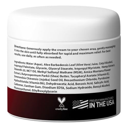 Medical Miracles Hemp Cream - Ideal for Hips, Joints, Neck, Back, Elbows, Fingers, Hands, and Knees (1000mg) Now NEW 4OZ Size - Maple Wellness Supplements