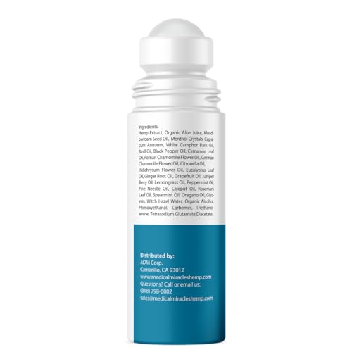 Medical Miracles New Hemp Oil Roll On - Ideal for Muscles, Hips, Joints, Neck, Back, Elbows, Fingers, Hands, and Knees (3000mg Roll-On) - Maple Wellness Supplements