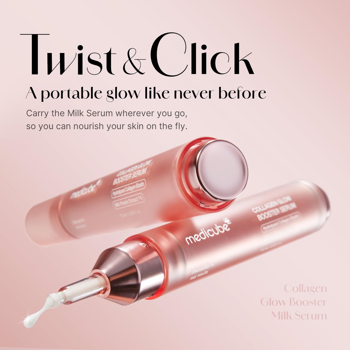 Medicube Collagen Glow Booster Milk Serum - Twist & Click - Radiance & Hydration with Niacinamide, Milk Protein Extract, Hydrolyzed Collagen - Maple Wellness Supplements