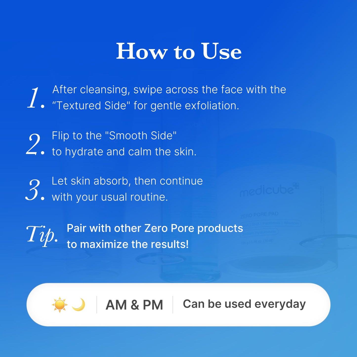 medicube Toner Pads Zero Pore Pad 2.0 | Dual-Textured Facial Pad for Exfoliation and Pore Care with 4.5% AHA Lactic Acid - Maple Wellness Supplements