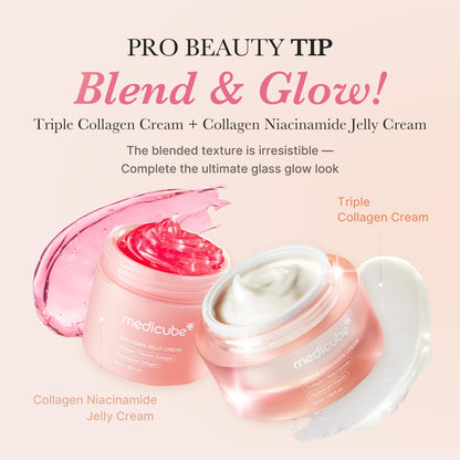 medicube Triple Collagen Cream - Hydrating & Firming Moisturizer with Hyaluronic Acid, Premium Elastin, Shea Butter - Maple Wellness Supplements
