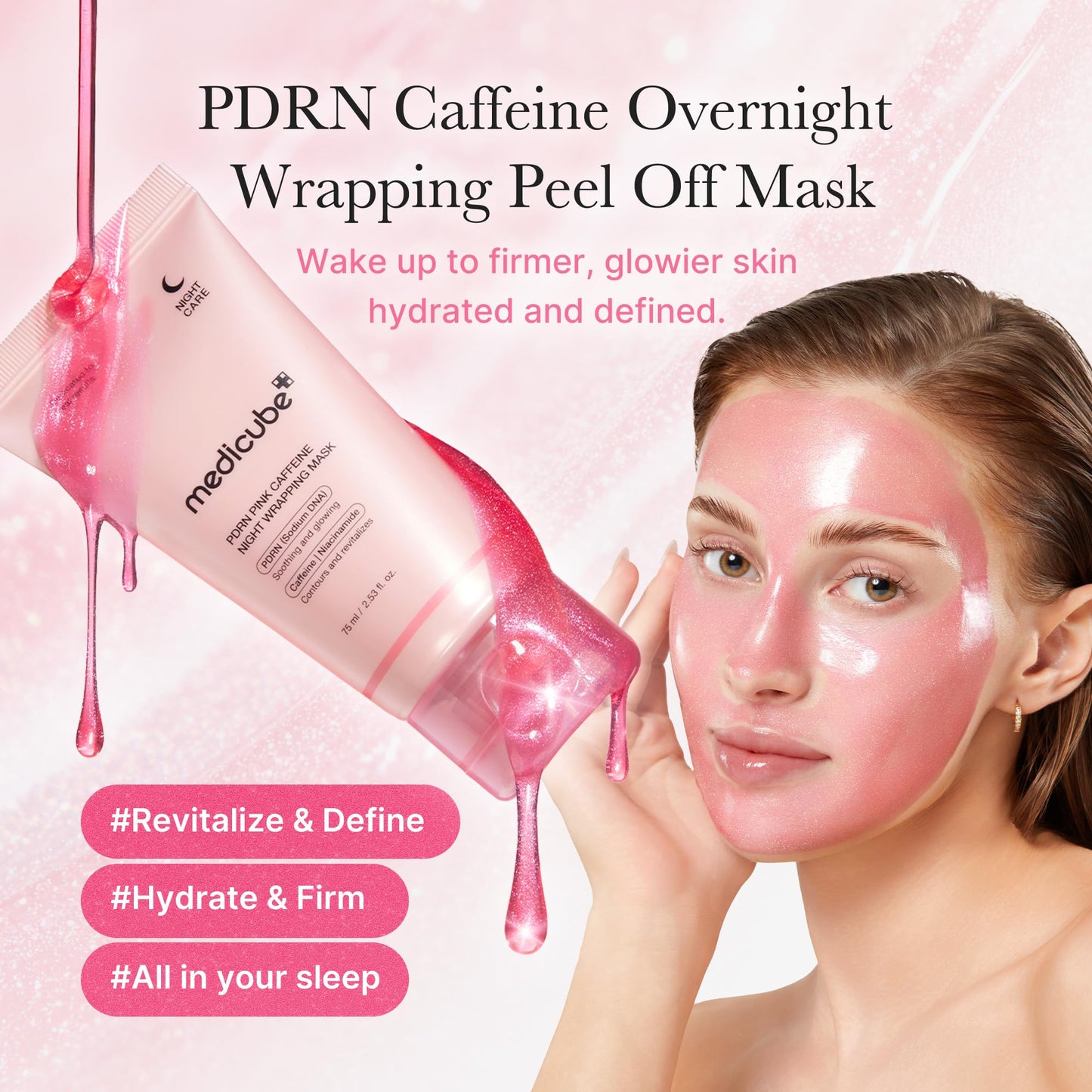 medicube Wrapping Mask PDRN Caffeine Overnight Peel Off Facial Mask | Firming, Depuffing & Hydration | Caffeine, Collagen For Refined, Glass Skin & Face Contour Support | Korean Skin Care, 2.53 fl.oz - Maple Wellness Supplements