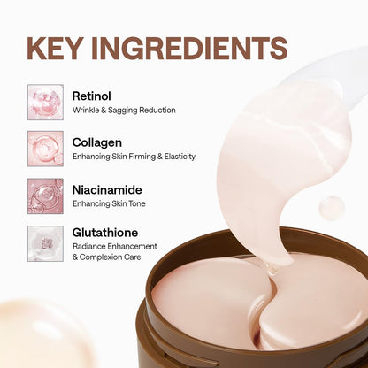 Mediheal Retinol Collagen Under Eye Patches - Korean Hydrogel Eye Pads (60 patches) with 95% Retinol & Collagen - Maple Wellness Supplements
