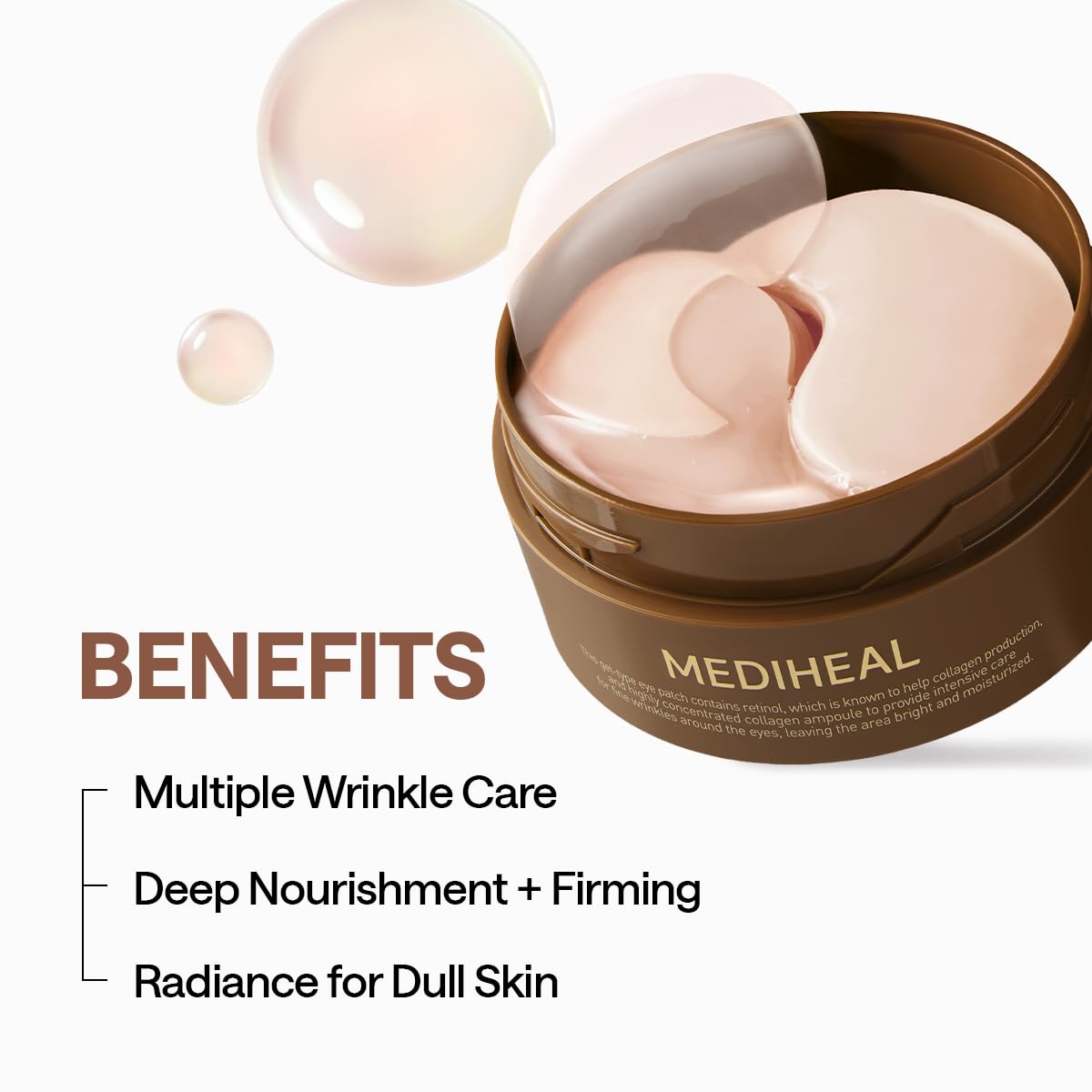 Mediheal Retinol Collagen Under Eye Patches - Korean Hydrogel Eye Pads (60 patches) with 95% Retinol & Collagen - Maple Wellness Supplements