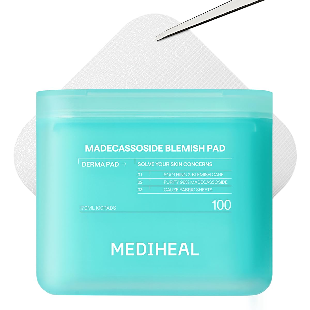 MEDIHEAL Toner Pads 100 Count - Madecassoside Blemish Care Toner Pad with Centella Asiatica - Improves Uneven Skin Tone & Deep Hydration - Maple Wellness Supplements