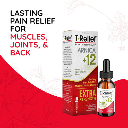 MediNatura T-Relief Extra Strength Oral Drops Arnica +12 Fast-Acting Natural Relieving Actives for Back Neck Joint Muscle Hand & Foot Aches Pains & Soreness - 1.69 oz - Maple Wellness Supplements