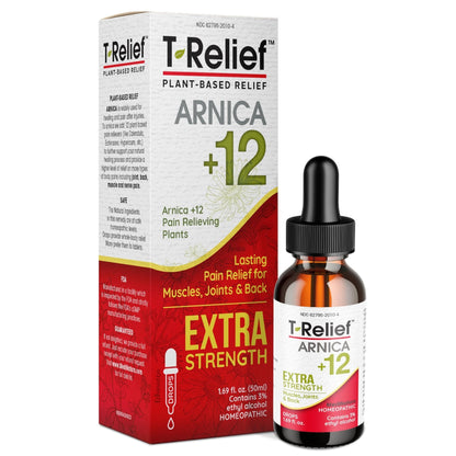 MediNatura T-Relief Extra Strength Oral Drops Arnica +12 Fast-Acting Natural Relieving Actives for Back Neck Joint Muscle Hand & Foot Aches Pains & Soreness - 1.69 oz - Maple Wellness Supplements
