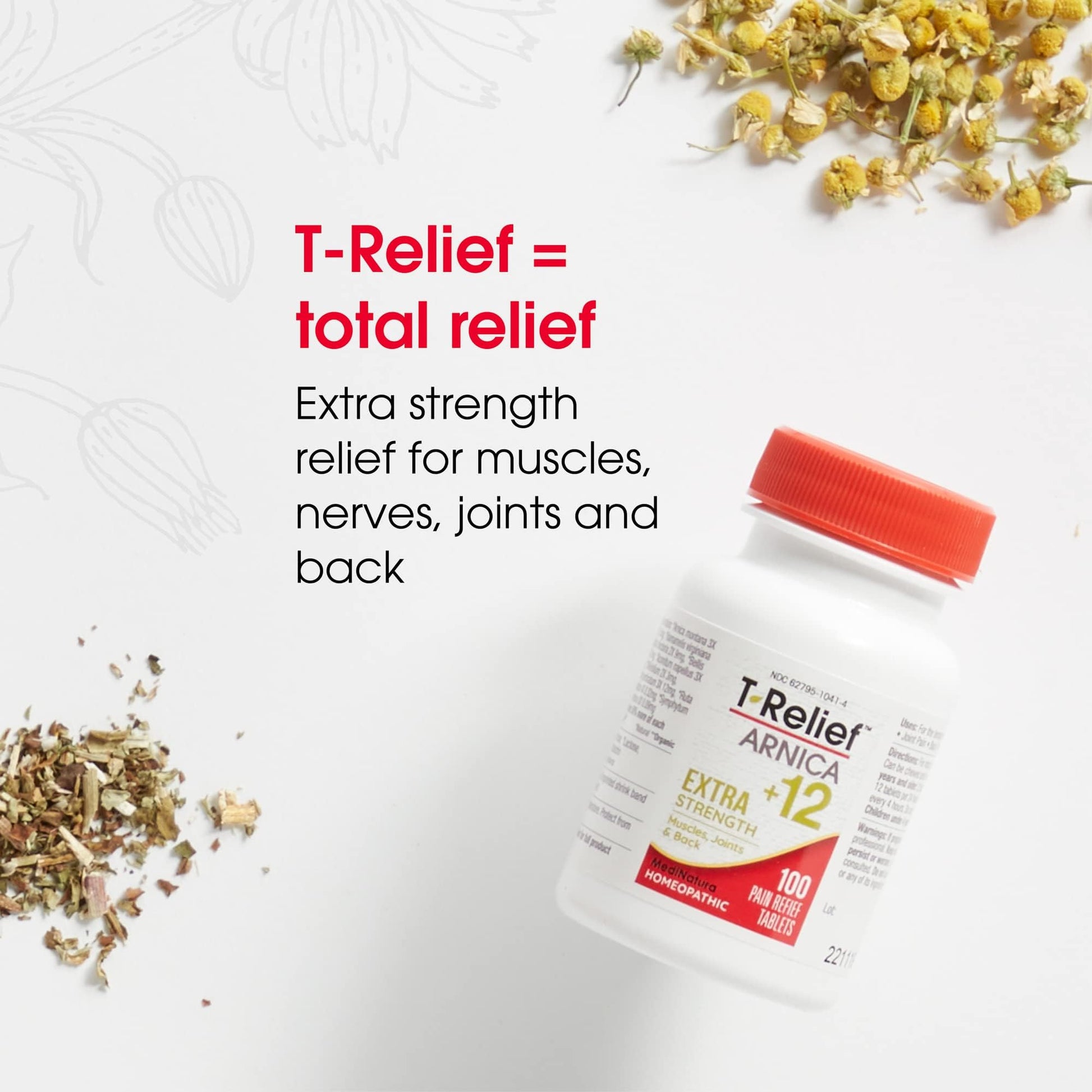MediNatura T-Relief Extra Strength Pain Relief Arnica +12 Plant-Based Pain Relievers 100ct Tablets T-Relief Extra Strength Pain Relief 3oz Cream Bundle - Maple Wellness Supplements