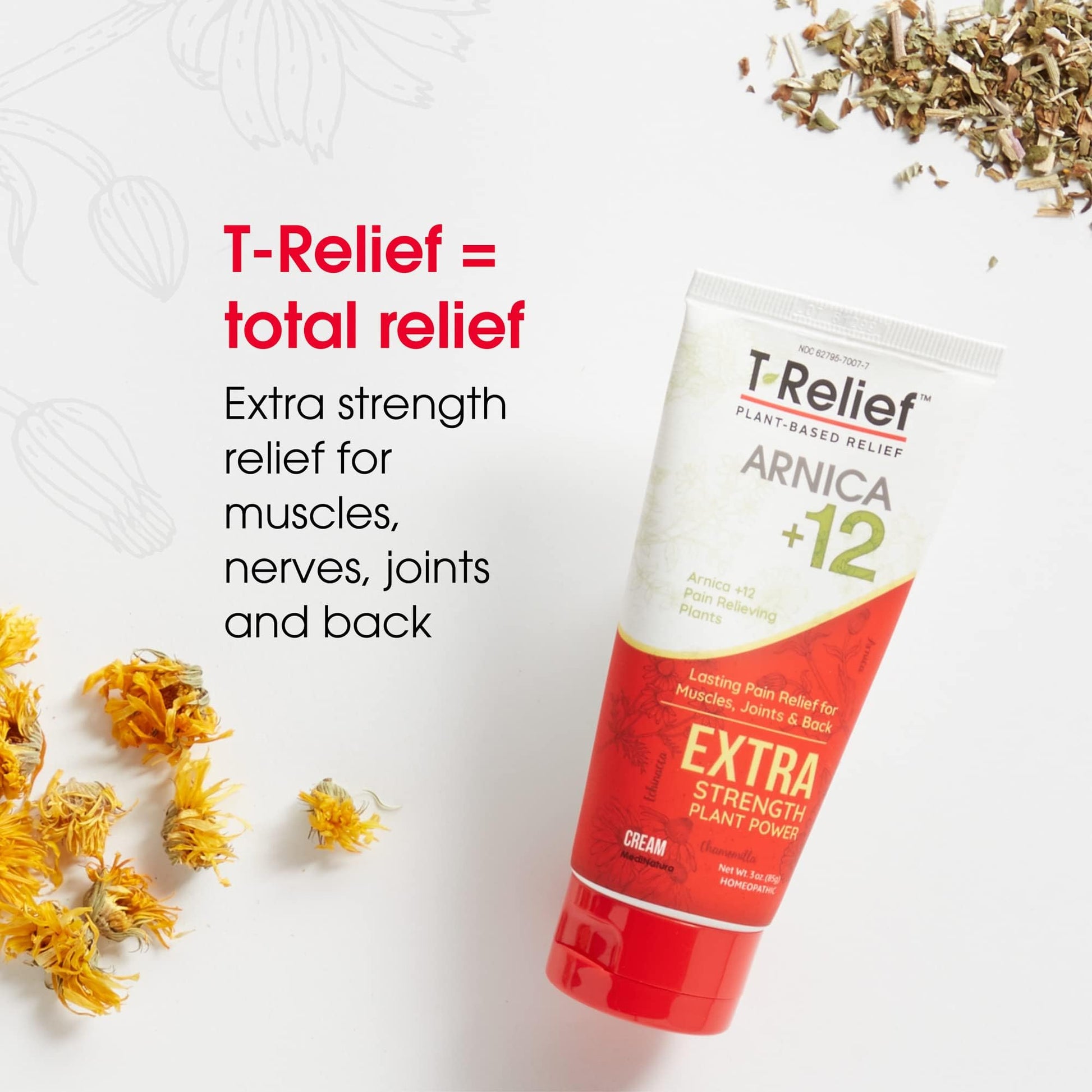 MediNatura T-Relief Extra Strength Pain Relief Arnica +12 Plant-Based Pain Relievers 100ct Tablets T-Relief Extra Strength Pain Relief 3oz Cream Bundle - Maple Wellness Supplements