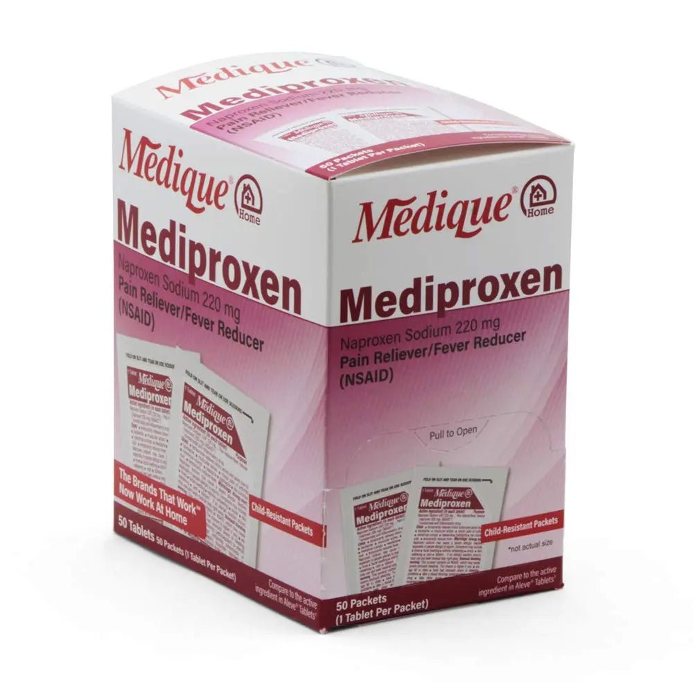 Medique @ Home Mediproxen Compare Active Ingredient to Aleve 50 x 1 (Child Resistant Packaging), White (73750) - Maple Wellness Supplements