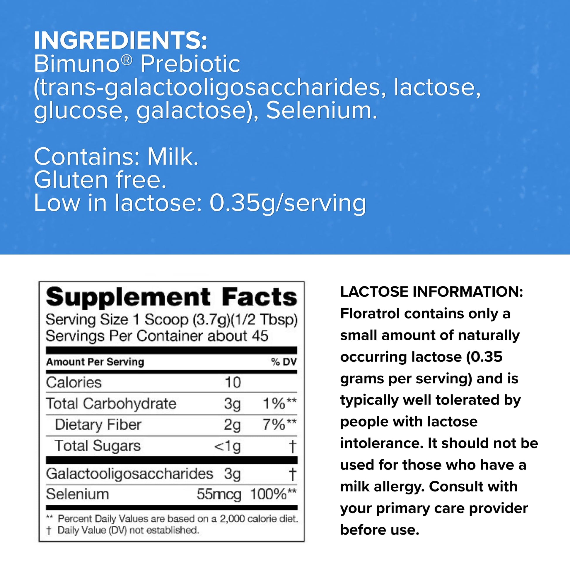 Medtrition Floratrol™ Prebiotic Fiber Powder for Digestive Health – Bimuno® GOS Prebiotic + Selenium – Supports Gut Health & Regularity – Dissolves Clear and Fast, - Maple Wellness Supplements