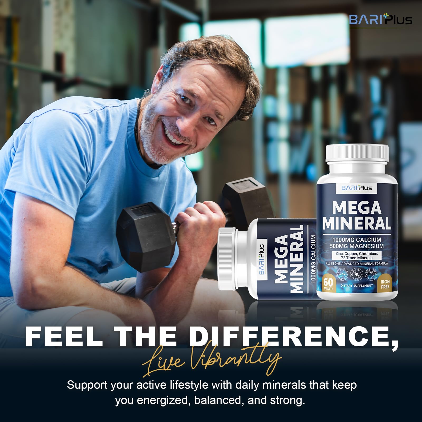 Mega Mineral – Complete Complex with Vitamin D, Calcium, Magnesium, Zinc, Potassium, Boron, Selenium, Chromium & Trace Minerals – Iron-Free – USA Made – 60 Tablets - Maple Wellness Supplements