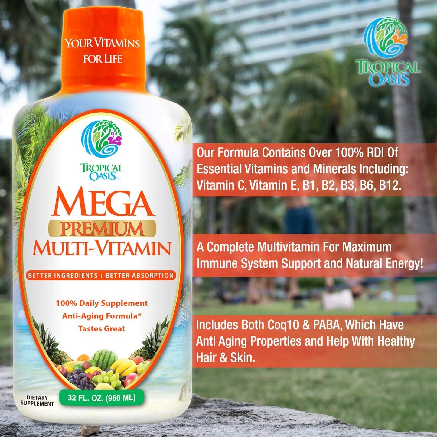Mega Premium Liquid Multivitamin | Natural Immune Support Vitamin w/ 1333% Vitamin C, 200% D3, Zinc + 20 Vitamins, 70 Minerals, & 21 Amino Acids | Sugar Free | Orange Flavor | 98% Absorption | 32 Serv - Maple Wellness Supplements