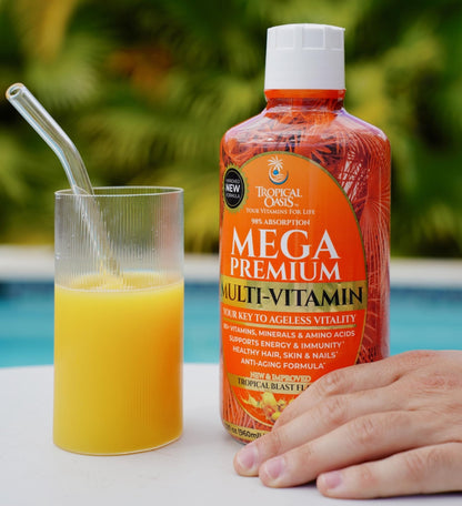 Mega Premium Liquid Multivitamin | Natural Immune Support Vitamin w/ 1333% Vitamin C, 200% D3, Zinc + 20 Vitamins, 70 Minerals, & 21 Amino Acids | Sugar Free | Orange Flavor | 98% Absorption | 32 Serv - Maple Wellness Supplements