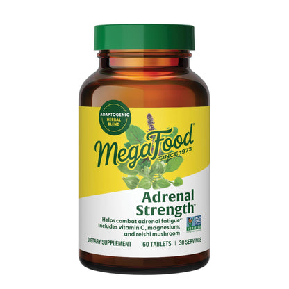 MegaFood Adrenal Strength - Adrenal Support Supplements with Ashwagandha and Magnesium Glycinate, Vitamin C, Holy Basil, Astragalus, Reduces Cortisol Levels - Vegetarian - 60 Tablets (30 Servings) - Maple Wellness Supplements