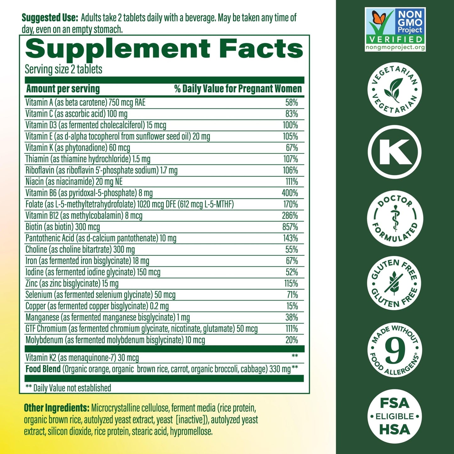 MegaFood Baby & Me 2 Prenatal Vitamin and Minerals - Vitamins for Women - with Folate (Folic Acid Natural Form), Choline, Iron, Iodine, and Vitamin C - Maple Wellness Supplements