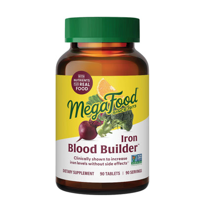 MegaFood Blood Builder Iron Supplement for Women & Men - Increase Iron Levels Without Side Effects - Combats Fatigue - with Vitamin B12, Folic Acid - Maple Wellness Supplements