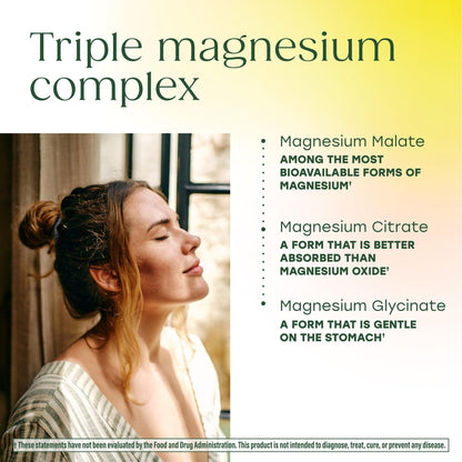 MegaFood Magnesium Glycinate, Citrate & Malate 300mg Supplement - Highly Absorbable Blend to Support Heart, Nerve Health & Relaxation, - Maple Wellness Supplements