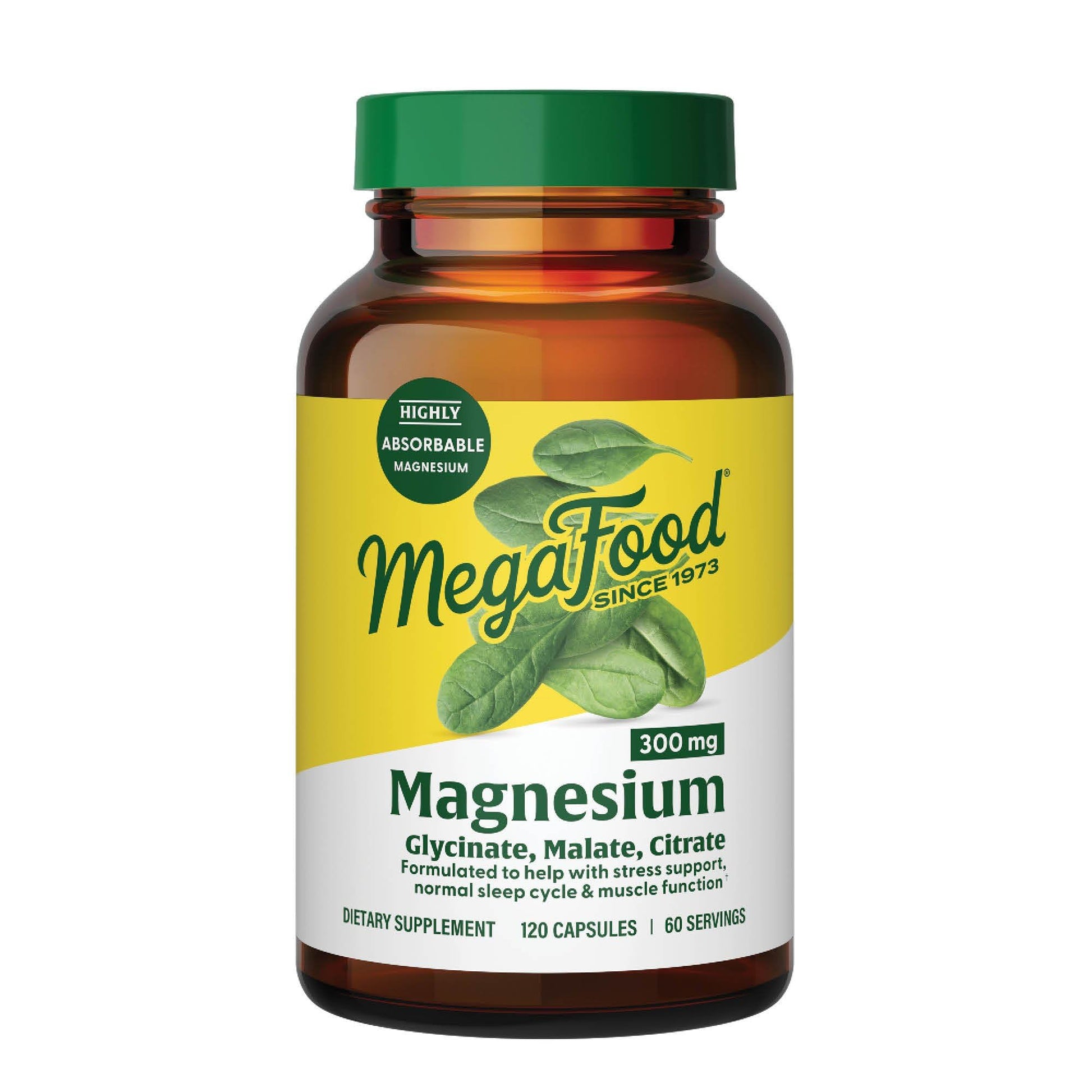 MegaFood Magnesium Glycinate, Citrate & Malate 300mg Supplement - Highly Absorbable Blend to Support Heart, Nerve Health & Relaxation, - Maple Wellness Supplements