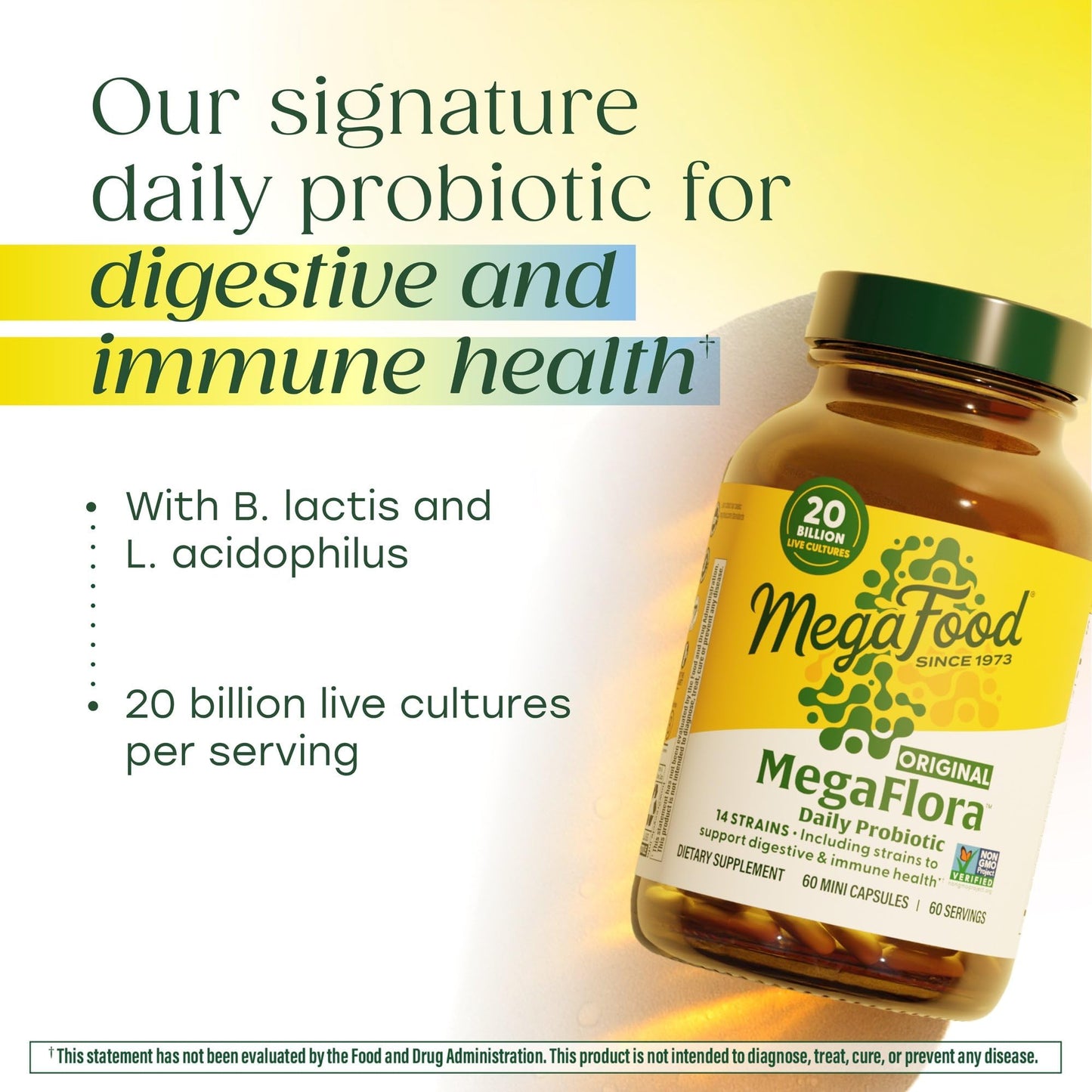 MegaFood MegaFlora Probiotic - Probiotics for Women Digestive Health - Immune Support Supplement - 20 Billion CFU - 14 Strains - Non-GMO - Maple Wellness Supplements