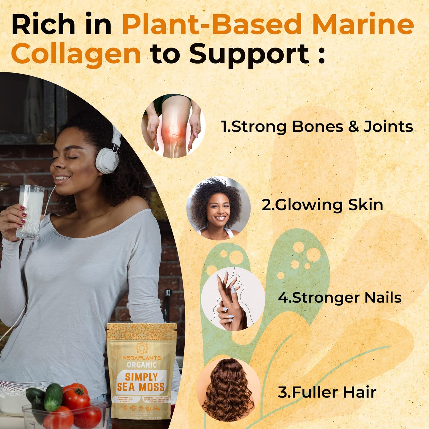MEGAPLANTS Organic Sea Moss | Makes 228 Servings of Seamoss Gel | Pre-Washed - Maple Wellness Supplements