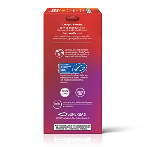 MegaRed Antarctic Krill Oil 500mg Omega 3 Fatty Acid Supplement, Extra Strength EPA & DHA Krill Oil Softgels (90cnt Box), Astaxanthin - Maple Wellness Supplements