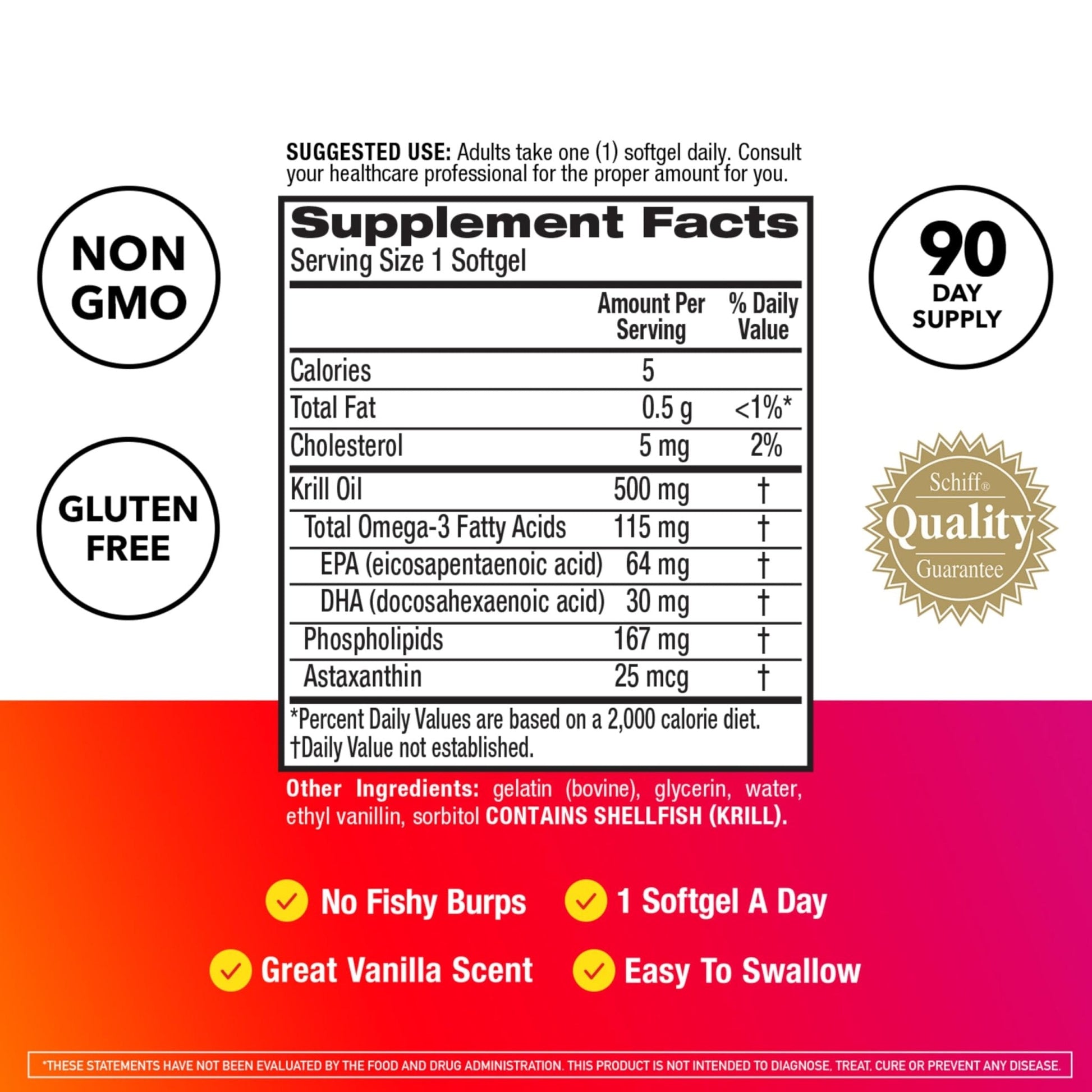 MegaRed Antarctic Krill Oil 500mg Omega 3 Fatty Acid Supplement, Extra Strength EPA & DHA Krill Oil Softgels (90cnt Box), Astaxanthin - Maple Wellness Supplements