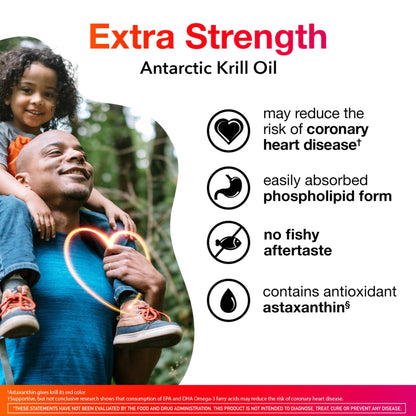 MegaRed Antarctic Krill Oil 500mg Omega 3 Fatty Acid Supplement, Extra Strength EPA & DHA Krill Oil Softgels (90cnt Box), Astaxanthin - Maple Wellness Supplements