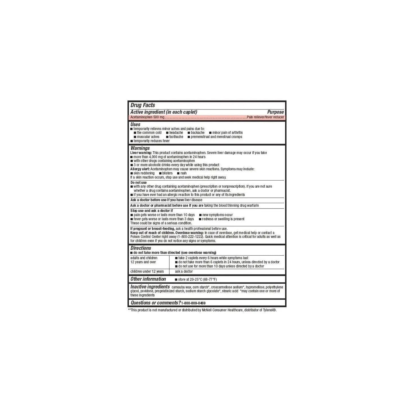 Members Mark Acetaminophen, 1200 Caplets, Pain Reliever, 500 mg - Maple Wellness Supplements