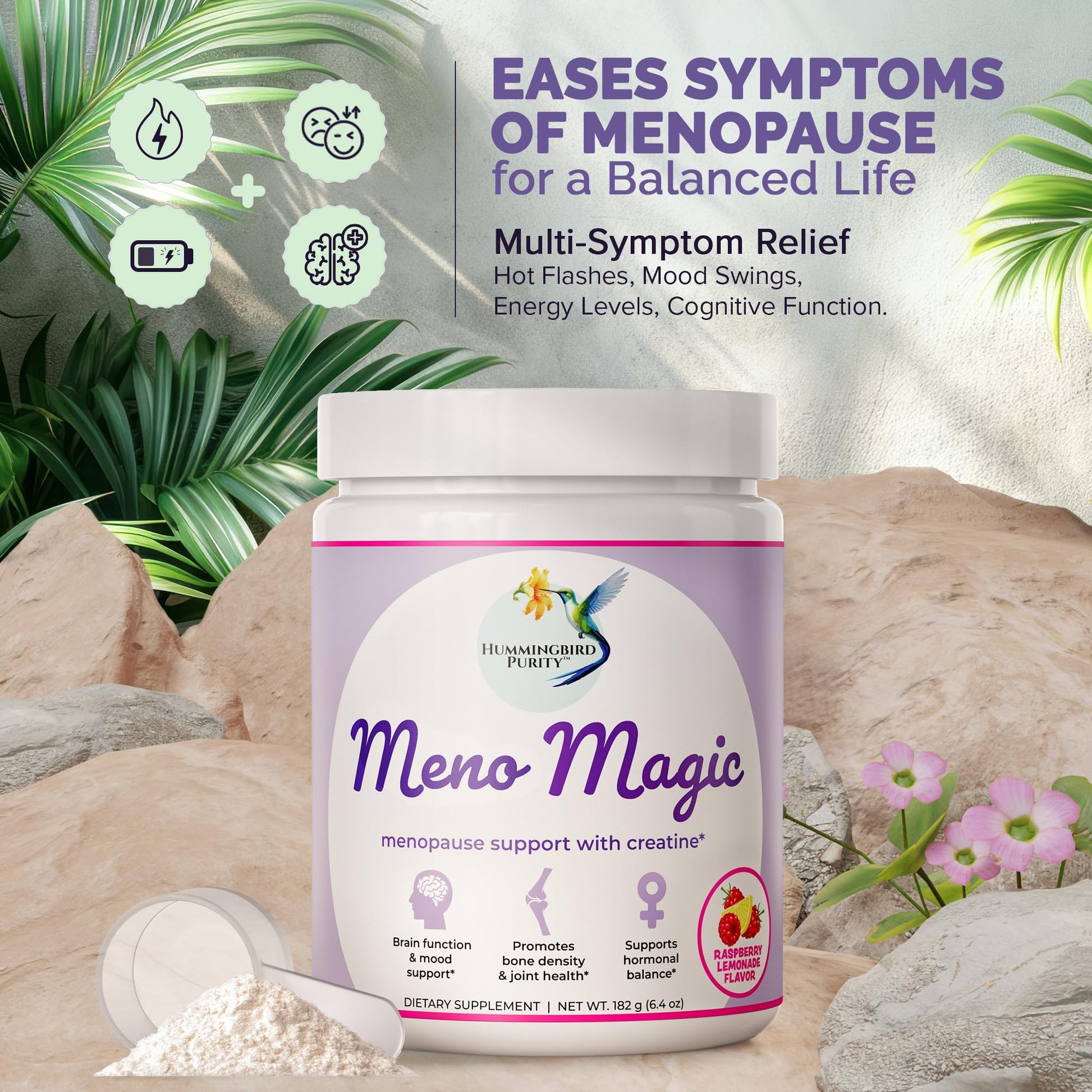 Meno Magic Menopause Support Drink – Raspberry Lemonade with Creatine, Herbs & Vitamins | 30 Servings - Maple Wellness Supplements