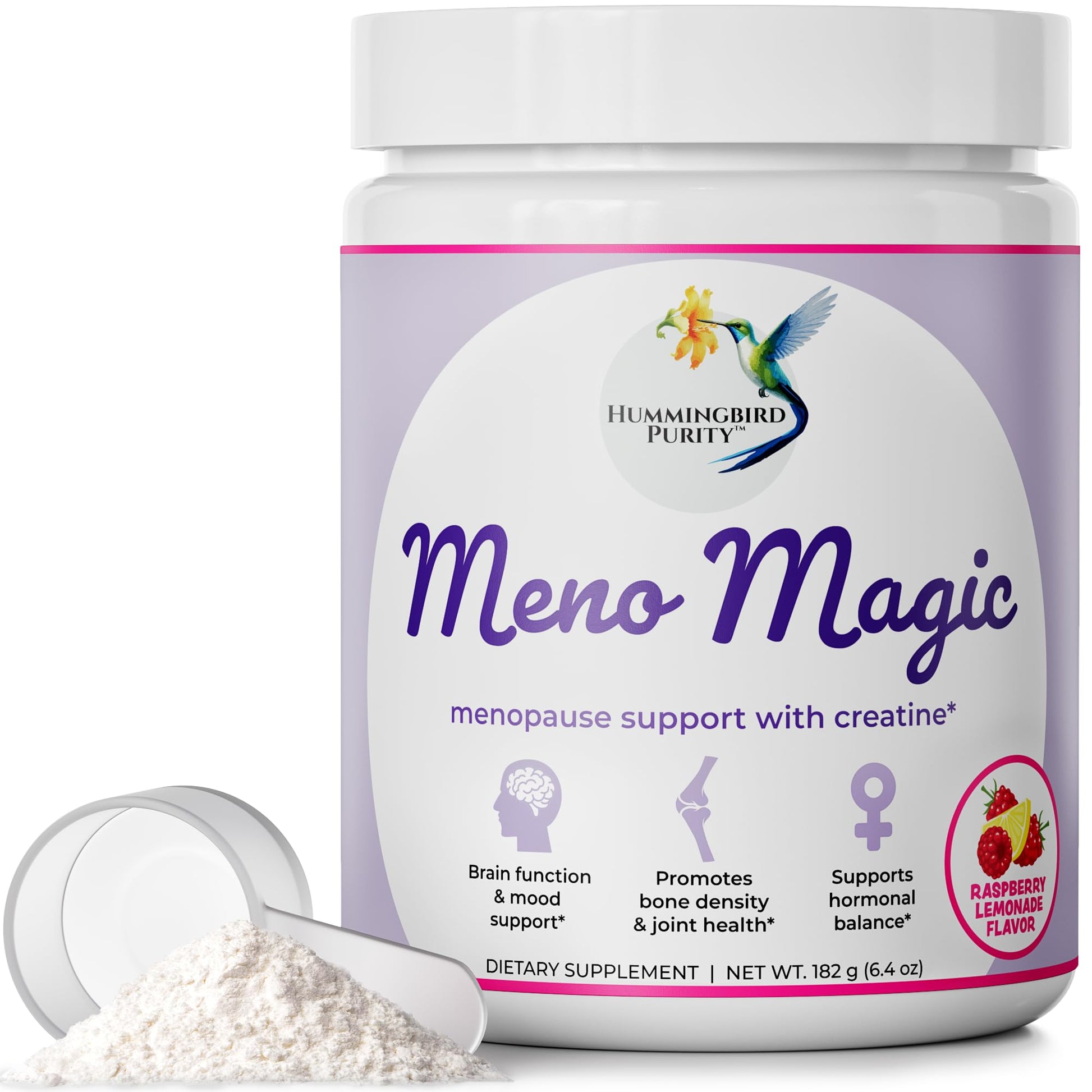 Meno Magic Menopause Support Drink – Raspberry Lemonade with Creatine, Herbs & Vitamins | 30 Servings - Maple Wellness Supplements